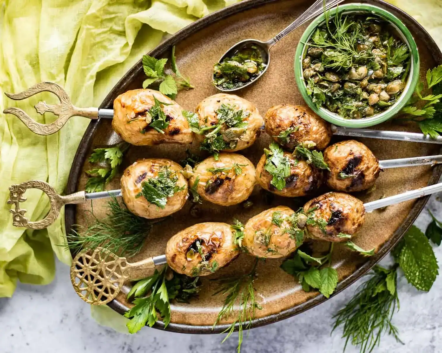 Grilled Baby Potatoes on Skewers