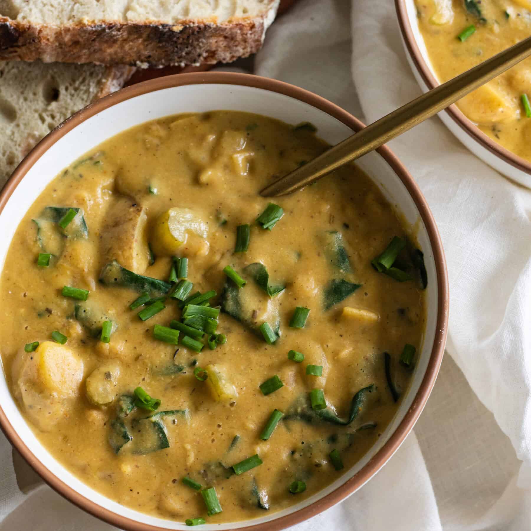 Potato Soup with Beans and Spinach
